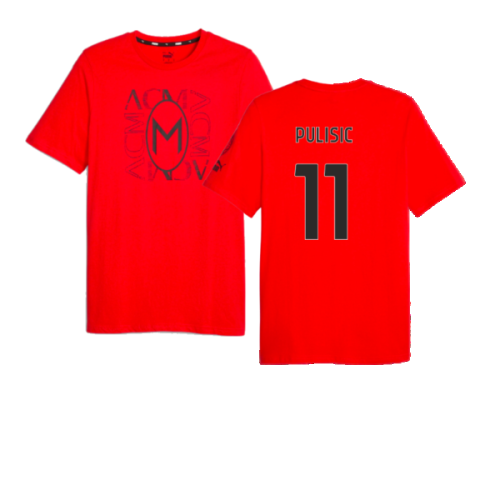 2023-2024 AC Milan FtblCore Graphic Tee (Red) (Pulisic 11)