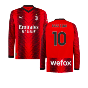 2023-2024 AC Milan Long Sleeve Home Shirt (Rafa Leao 10)