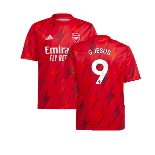 2023-2024 Arsenal Pre-Match Shirt (Red) - Kids (G.Jesus 9)