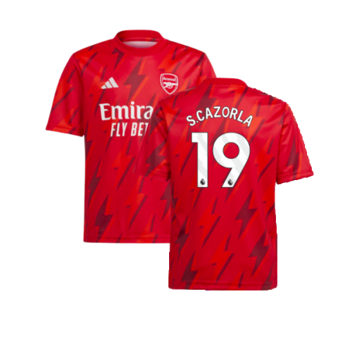 2023-2024 Arsenal Pre-Match Shirt (Red) - Kids (S.Cazorla 19)