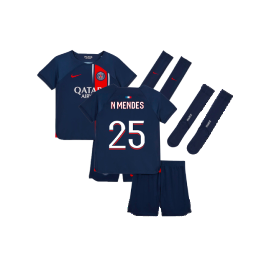 2023-2024 PSG Home Mini-Kit (N Mendes 25)