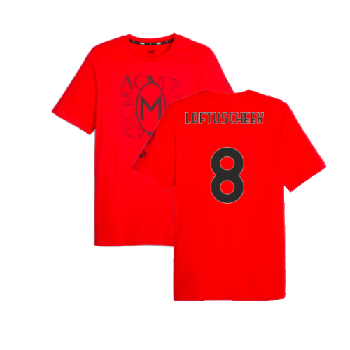 2023-2024 AC Milan FtblCore Graphic Tee (Red) (Loftus Cheek 8)