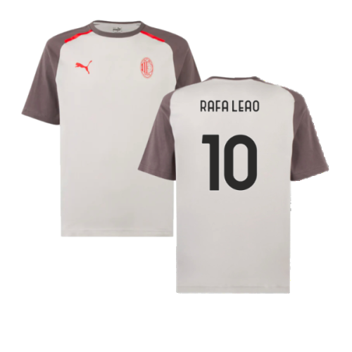 2023-2024 AC Milan Casuals Tee (Light Grey) (Rafa Leao 10)