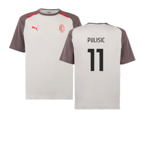 2023-2024 AC Milan Casuals Tee (Light Grey) (Pulisic 11)