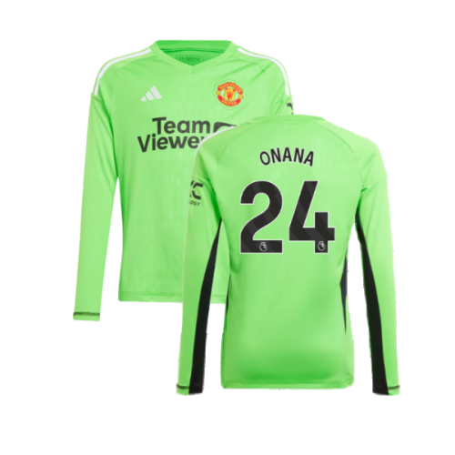 2023-2024 Man Utd Home Goalkeeper Shirt (Solar Green) - Kids (Onana 24)