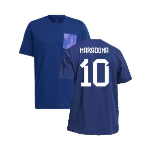 2022-2023 Argentina DNA Graphic Tee (Night Indigo) (MARADONA 10)