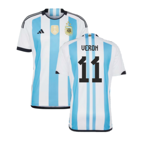 Argentina 2022 World Cup Winners Home Shirt (VERON 11)