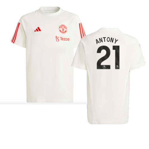 2023-2024 Man Utd Training Tee (White) - Kids (Antony 21)