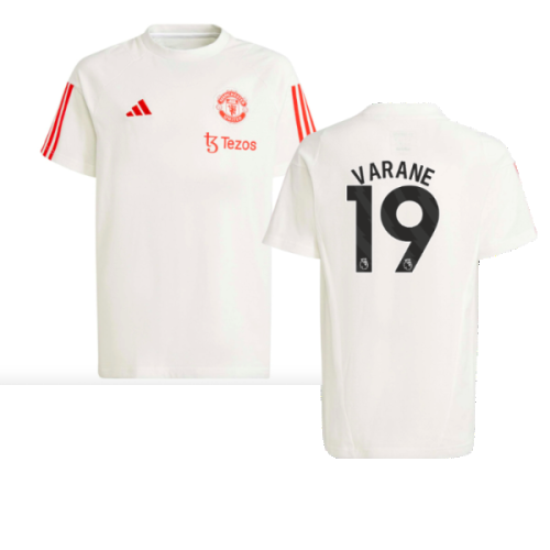 2023-2024 Man Utd Training Tee (White) - Kids (Varane 19)