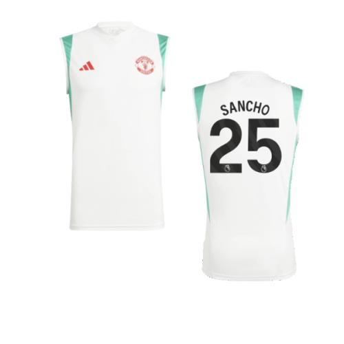 2023-2024 Man Utd Sleeveless Jersey (White) (Sancho 25)