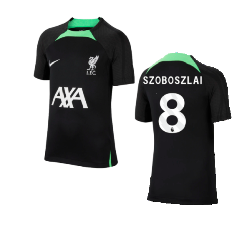 2023-2024 Liverpool Strike Dri-Fit Training Shirt (Black) - Kids (Szoboszlai 8)