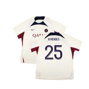2023-2024 PSG Strike Dri-Fit Training Shirt (Cream) (N Mendes 25) 2023-2024 PSG Strike Dri-Fit Training Shirt (Cream) (N Mendes 25)