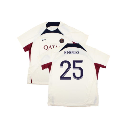 2023-2024 PSG Strike Dri-Fit Training Shirt (Cream) (N Mendes 25)