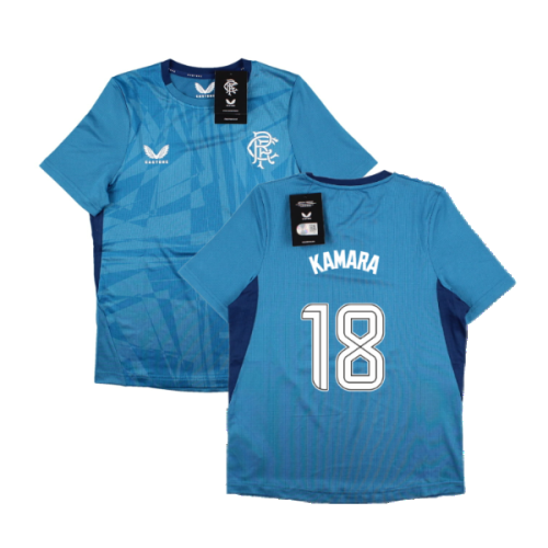 2023-2024 Rangers Players Training Tee (Deep Water) - Kids (Kamara 18)