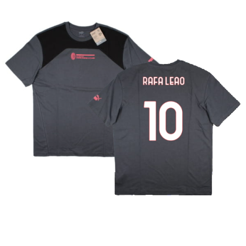 2023-2024 AC Milan FtblCulture Tee (Grey) (Rafa Leao 10)