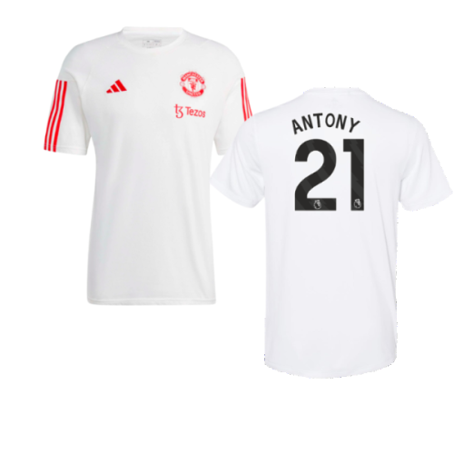 2023-2024 Man Utd Training Tee (White) (Antony 21)