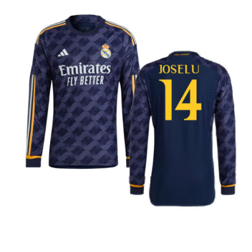 2023-2024 Real Madrid Authentic Long Sleeve Away Shirt (Joselu 14)