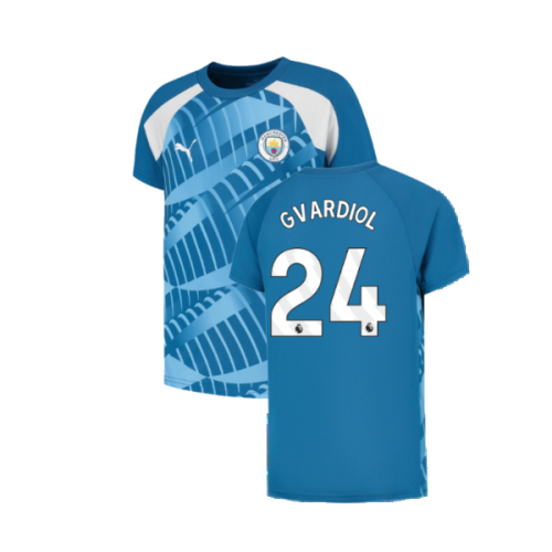 2023-2024 Man City Pre-Match Jersey (Lake Blue) - Kids (Gvardiol 24)