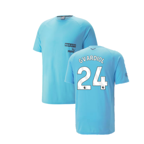 2023-2024 Man City Casuals Tee (Blue Wash) (Gvardiol 24)