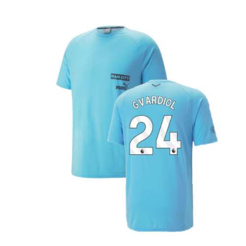 2023-2024 Man City Casuals Tee (Blue Wash) - Kids (Gvardiol 24)