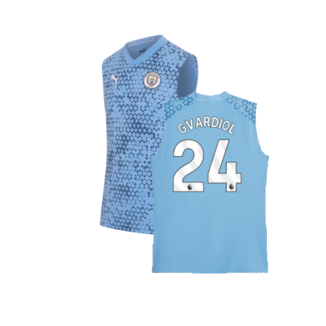 2023-2024 Man City Sleeveless Training Jersey (Light Blue) (Gvardiol 24)