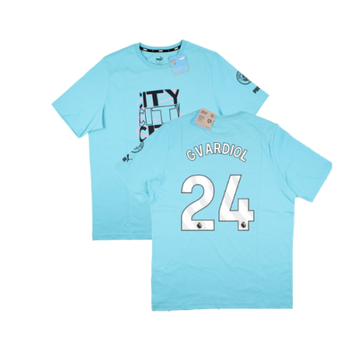 2023-2024 Man City FtblCore Graphic Tee (Hero Blue) (Gvardiol 24)