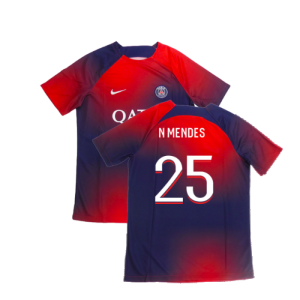 2023-2024 PSG Academy Pro Dri-FIT Pre-Match Shirt (Red) (N Mendes 25) 2023-2024 PSG Academy Pro Dri-FIT Pre-Match Shirt (Red) (N Mendes 25)