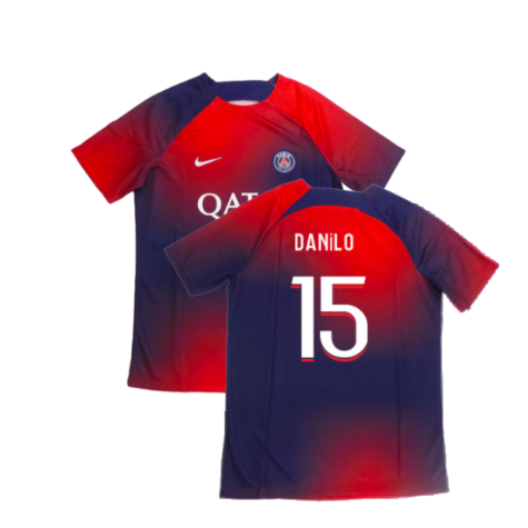 2023-2024 PSG Academy Pro Dri-FIT Pre-Match Shirt (Red) (Danilo 15)