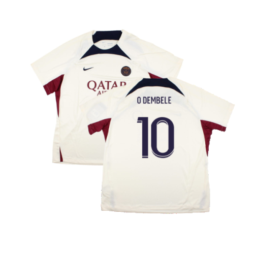 2023-2024 PSG Strike Dri-Fit Training Shirt (Cream) (O Dembele 10)