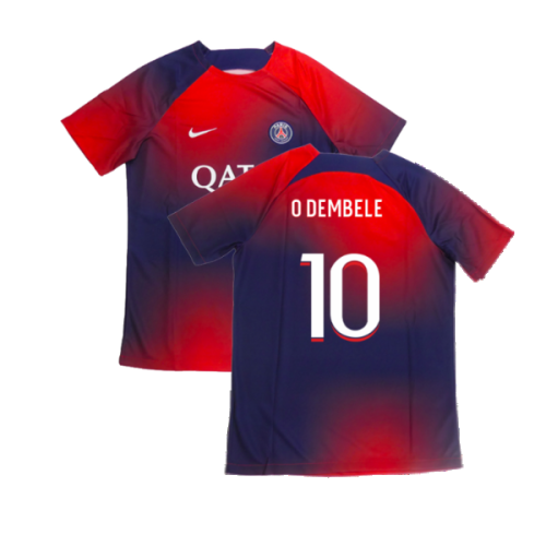 2023-2024 PSG Academy Pro Dri-FIT Pre-Match Shirt (Red) (O Dembele 10)