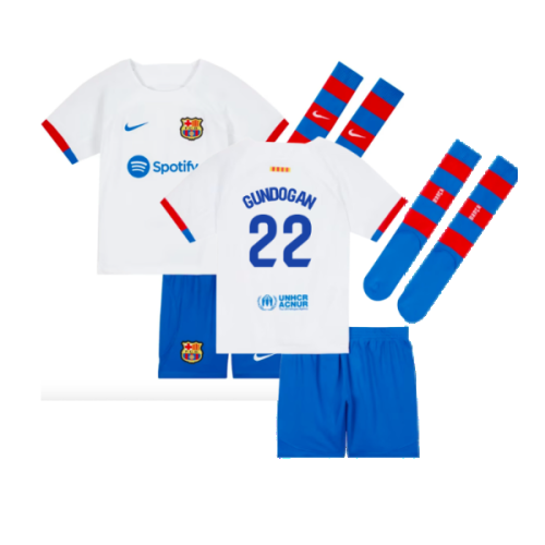 2023-2024 Barcelona Away Little Boys Mini Kit (Gundogan 22)