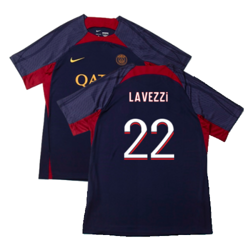 2023-2024 PSG Dri-Fit Strike Training Shirt (Navy) (Lavezzi 22)