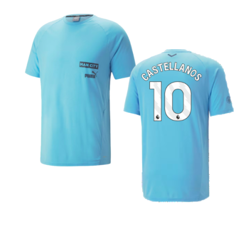 2023-2024 Man City Casuals Tee (Blue Wash) (Castellanos 10)