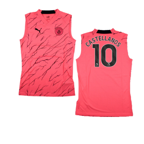 2023-2024 Man City Sleeveless Training Jersey (Sunset Glow) (Castellanos 10)