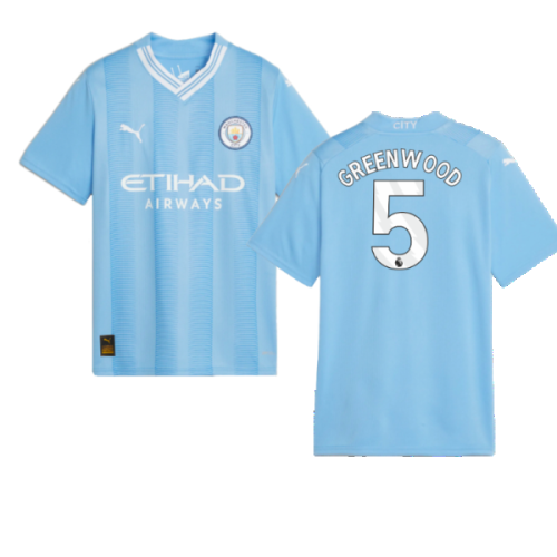 2023-2024 Man City Home Shirt (Kids) (Greenwood 5)