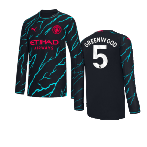 2023-2024 Man City Long Sleeve Third Shirt (Greenwood 5)