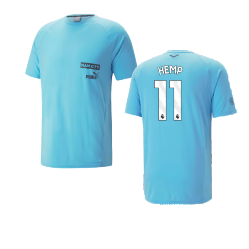 2023-2024 Man City Casuals Tee (Blue Wash) (Hemp 11)