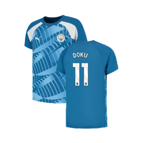 2023-2024 Man City Pre-Match Jersey (Lake Blue) (Doku 11)