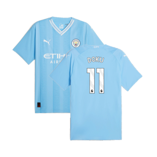 2023-2024 Man City Authentic Home Shirt (Doku 11)