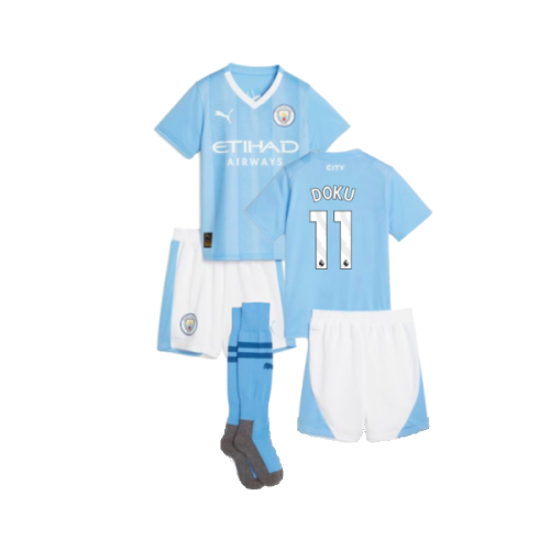 2023-2024 Man City Home Mini Kit (Doku 11)