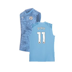 2023-2024 Man City Sleeveless Training Jersey (Light Blue) (Doku 11)