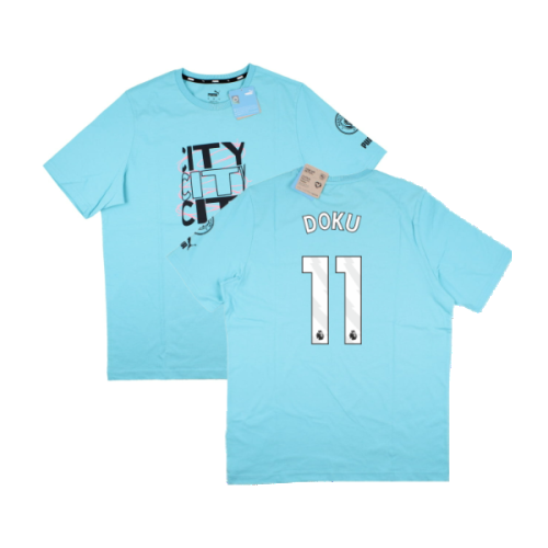 2023-2024 Man City FtblCore Graphic Tee (Hero Blue) (Doku 11)