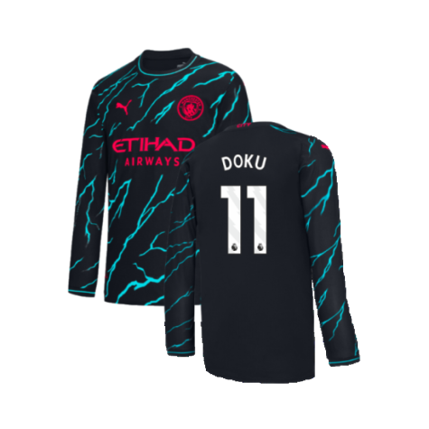 2023-2024 Man City Long Sleeve Third Shirt (Doku 11)