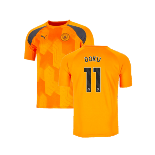 2023-2024 Man City Pre-Match Jersey (Orange) (Doku 11)