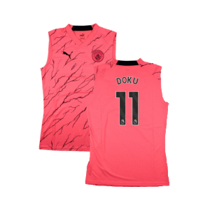 2023-2024 Man City Sleeveless Training Jersey (Sunset Glow) (Doku 11)