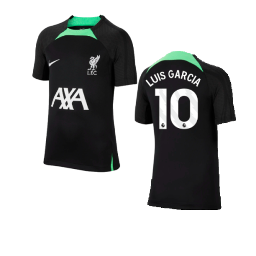 2023-2024 Liverpool Strike Dri-Fit Training Shirt (Black) (Luis Garcia 10)