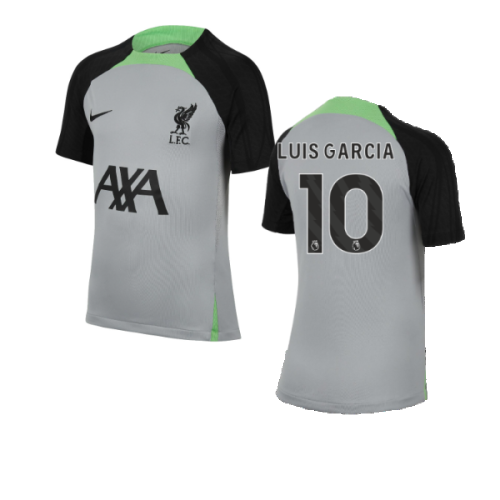 2023-2024 Liverpool Strike Dri-Fit Training Shirt (Grey) - Kids (Luis Garcia 10)