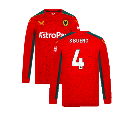 2023-2024 Wolves Long Sleeve Away Shirt (S Bueno 4)