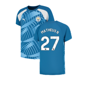 2023-2024 Man City Pre-Match Jersey (Lake Blue) - Kids (Matheus N 27)