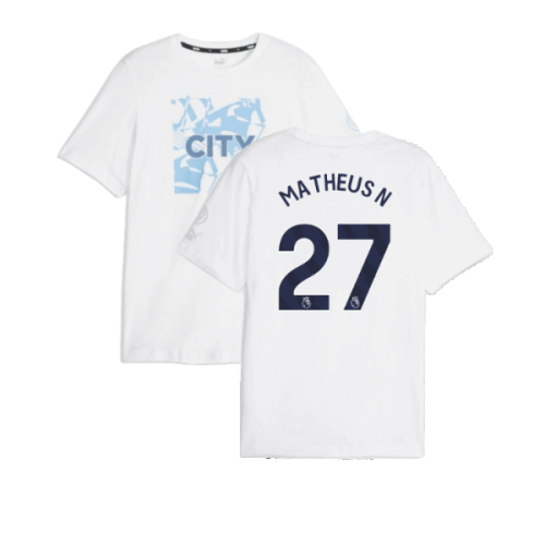 2023-2024 Man City FtblCore Graphic Tee (White) (Matheus N 27)